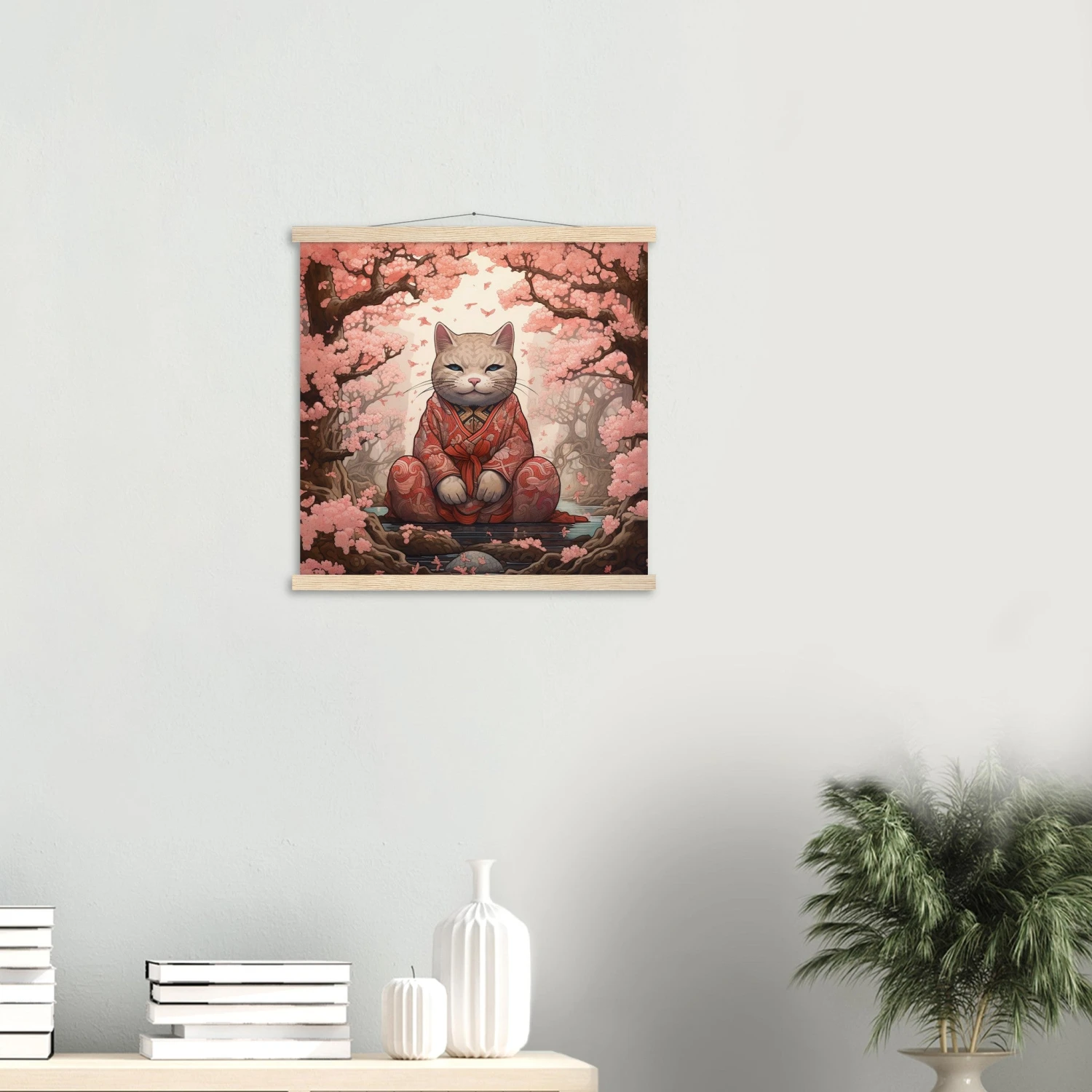 Japanese Sakura Painting 'Maneki-Neko' 8 Japanese Sakura Painting 'Maneki-Neko' - Image 6