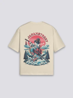 Japanese Print T-Shirt - げいしゃ -Japanese Wear Shop Beige Japanese Print T Shirt