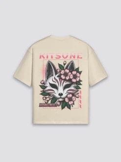 Kitsune T-Shirt - キツネ -Japanese Wear Shop Beige Kitsune T Shirt