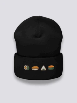 Maki Nigiri Onigiri Beanie - おにぎり 9 Maki Nigiri Onigiri Beanie - おにぎり -Japanese Wear Shop Maki Nigiri Onigiri Black Beanie