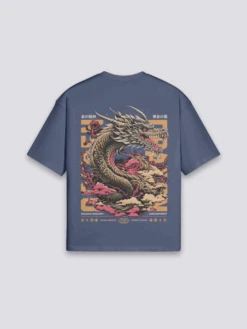 Japanese Dragon T-Shirt - ドラゴン 10 Japanese Dragon T-Shirt - ドラゴン -Japanese Wear Shop Navy Japanese Dragon T Shirt